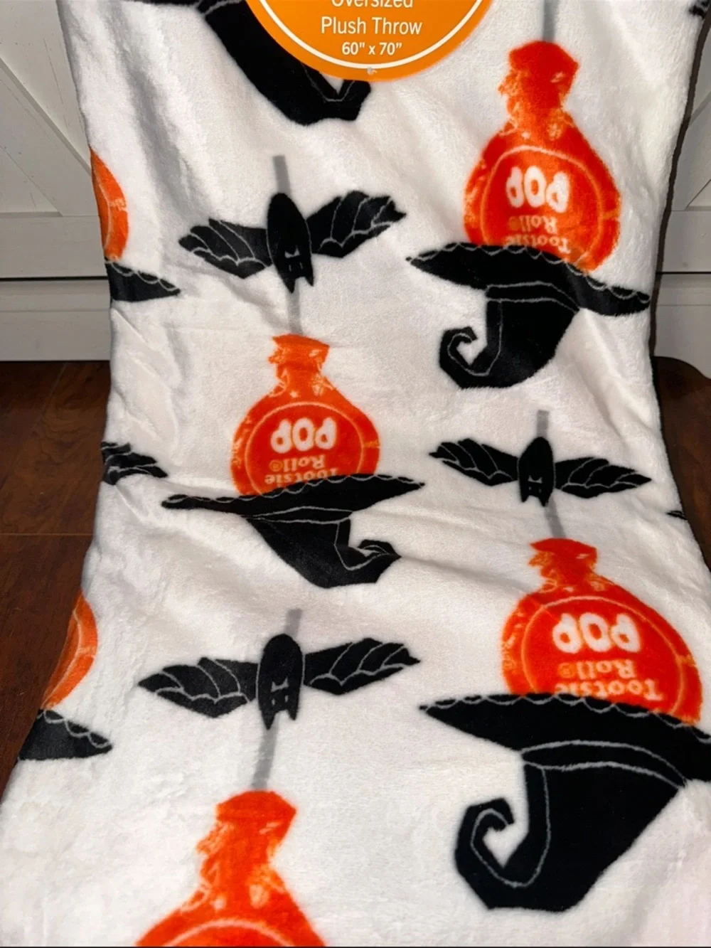 Tootsie Roll Pop with Witches Hat Plush Throw Blanket